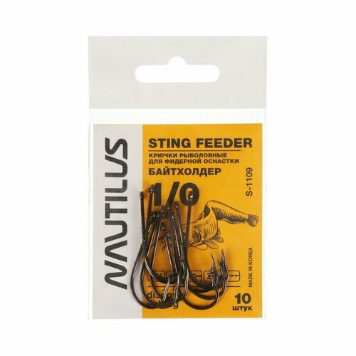 фото Крючок nautilus sting feeder байтхолдер s-1109, цвет bn, № 1/0, 10 шт.