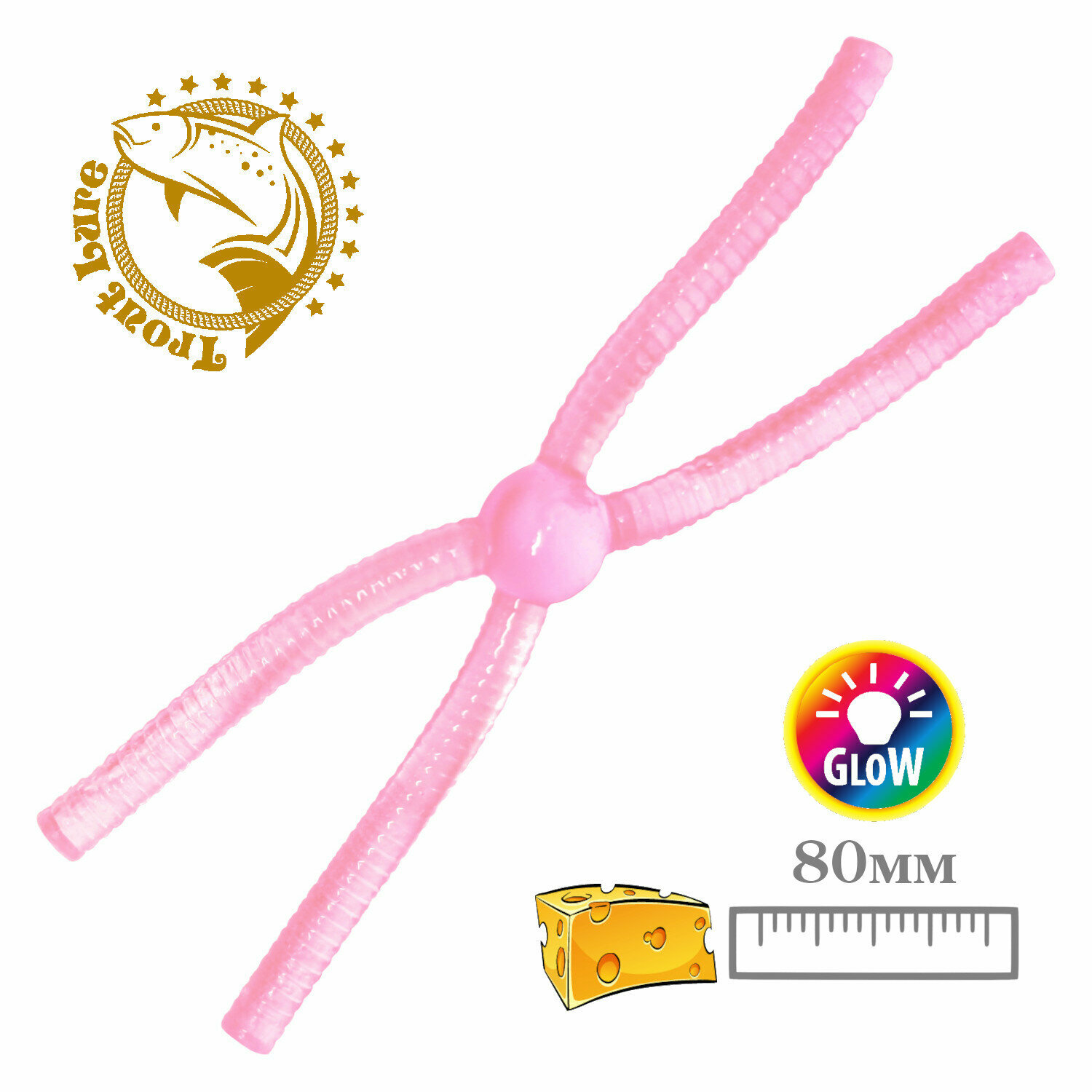 Силикон TROUT LURE (SANSAN) в банке DOSHIK-X 80 СЫР COL. 107 (Clear Pink/Pink Glow) (12шт)