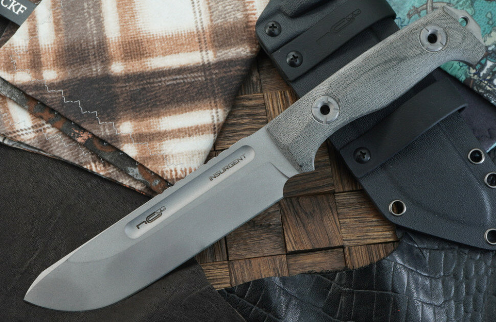 Туристический нож N.C.Outdoor Knives Insurgent, сталь D2/stonewash, рукоять серая микарта