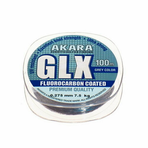 фото Леска glx premium grey, диаметр 0.275 мм, тест 7.5 кг, 100 м, серая akara