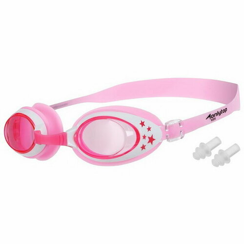 Очки для плавания детские беруши, цвет розовый