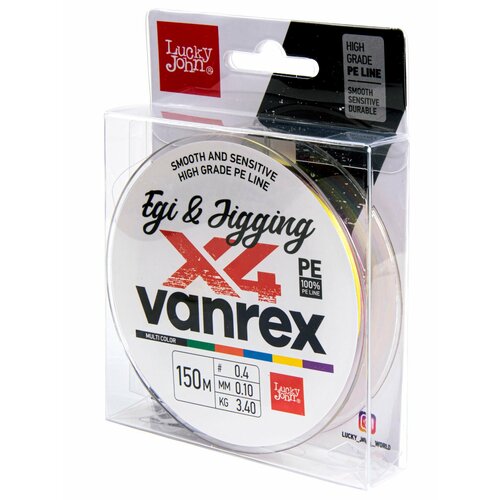 фото Леска плетёная lj vanrex egi & jigging х4 braid multi color 150/010 lucky john