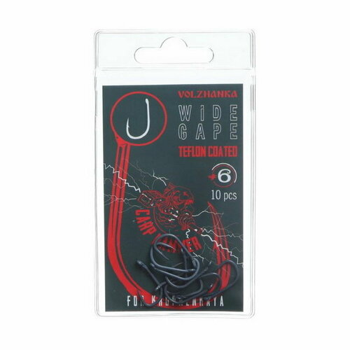 фото Крючок карповый volzhanka wide gape teflon №6 10 штук волжанка