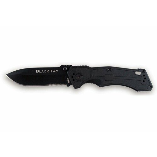 Нож складной Ontario (Онтарио) BLACK TAC FOLDING TACTICAL KNIFE / блистер / OKC нож складной ontario okc dozier arrow черный серебристый