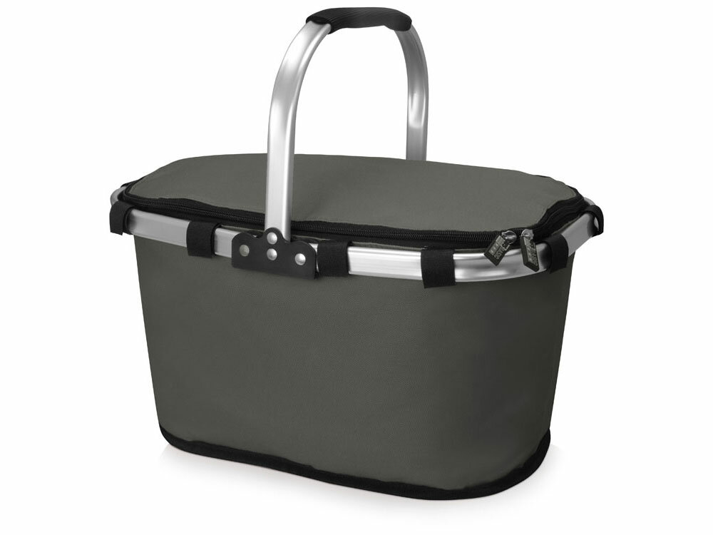 фото Изотермическая сумка-холодильник FROST складная с алюминиевой рамой, серый