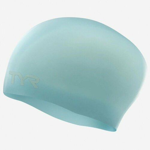 фото Шапочка для плавания tyr long hair wrinkle-free silicone cap (450 голубой, o/s)