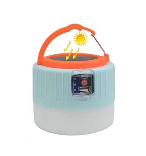 фото Кемпинговый подвесной фонарь с индикатором заряда и функцией Power Bank, дачный фонарь на солнечной батарее с зарядом от USB, Universal-Sale