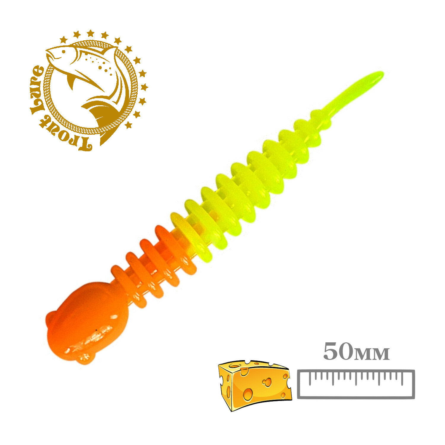 Силикон TROUT LURE (SANSAN) в банке GOLOVASTIK 50 СЫР COL. 22 (Orange-Lemon) (12шт)