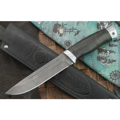 фото Нож ззосс н78, дамаск у10а/7хнм, рукоять дюраль/наборная кожа златоустовский завод оружейных специализированных сталей