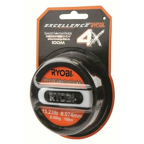 Шнур Ryobi grey 4* PE 0.28mm 26.40kg 100m блистер