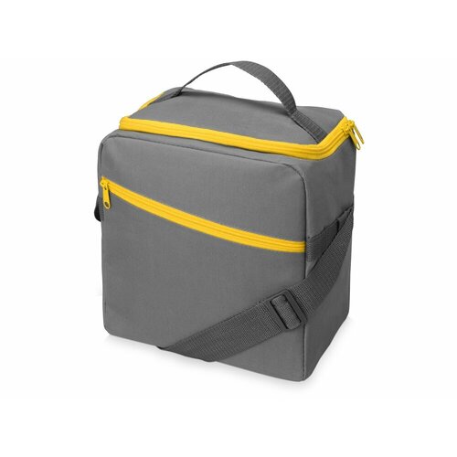 изотермическая сумка холодильник classic c контрастной молнией серый красный Изотермическая сумка-холодильник Classic c контрастной молнией, серый/желтый