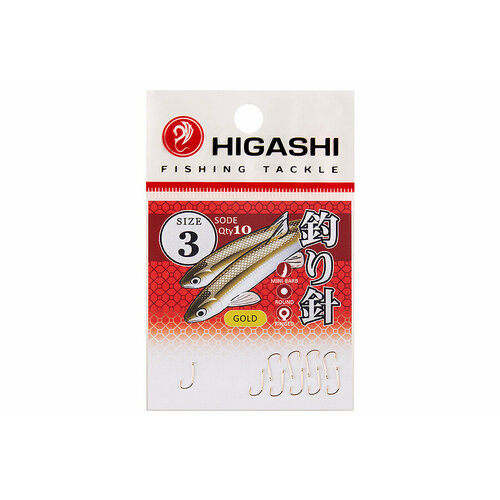фото Higashi крючок higashi sode ringed #3 gold
