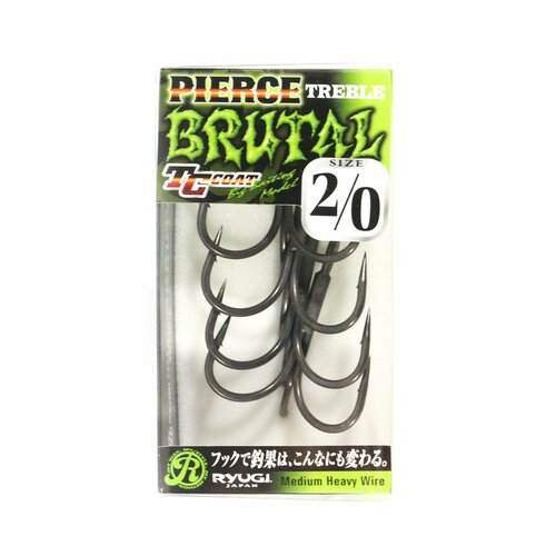 Тройные крючки RYUGI PIERCE TREBLE BRUTAL TC COAT #2/0 (4шт)