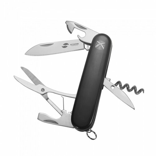 фото Stinger fk-k5018-6p нож перочинный stinger, 90 мм, 11 функций, материал рукояти: абс-пластик (чёрный)