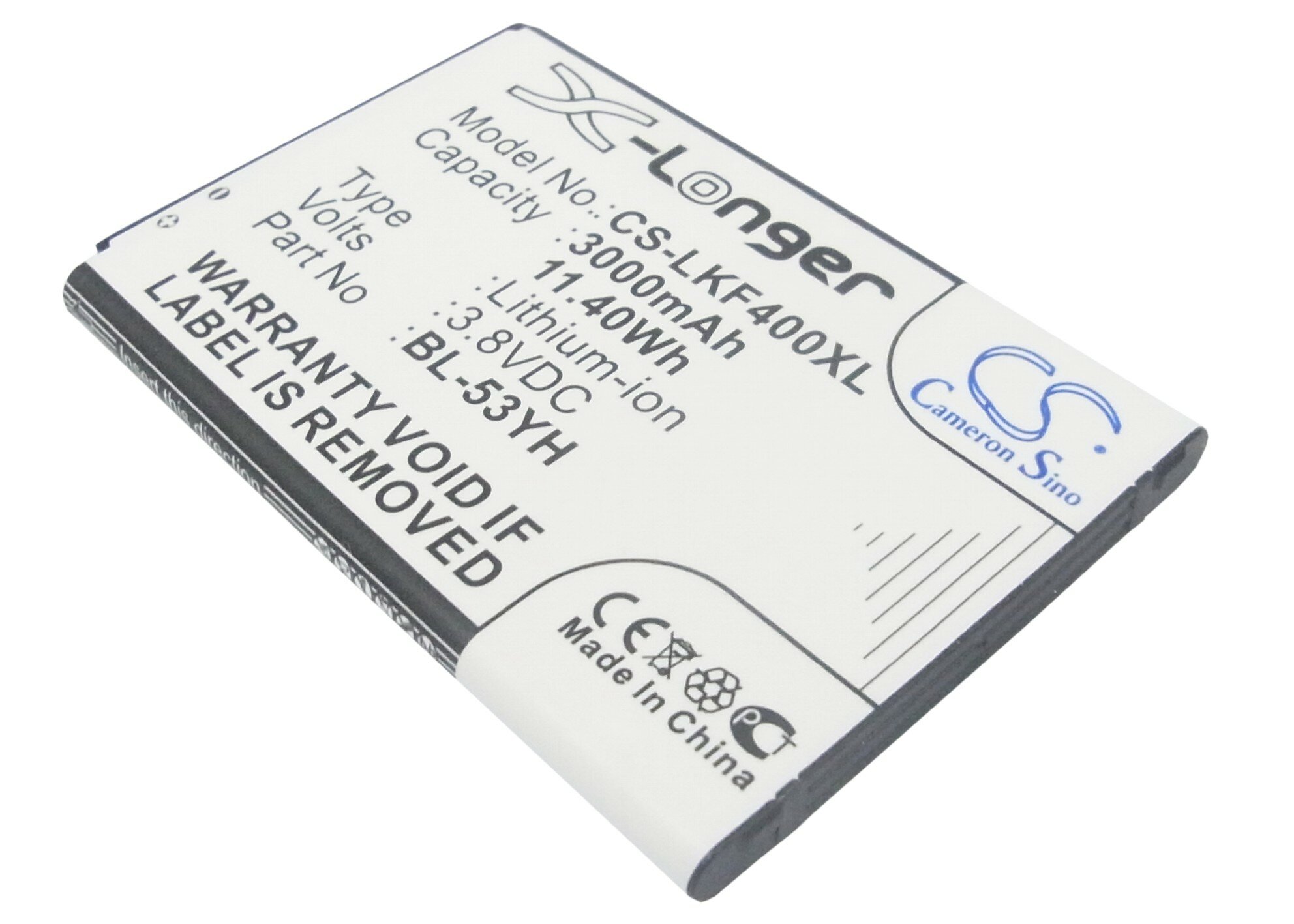Аккумулятор CS-LKF400XL BL-53YH для LG G3 Stylus D690 3.8V / 3000mAh / 11.40Wh