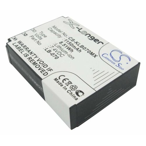 Аккумулятор Cameron Sino CS-KLB070MX для Kodak Pixpro S-1 аккумуляторная батарея ibatt 1230mah для kodak pixpro az421 pixpro az365 pixpro az251 pixpro az521