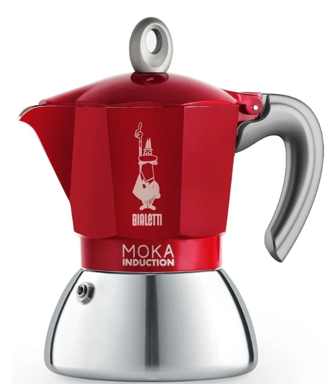 Гейзерная кофеварка Bialetti New Moka Induction красный 4 чашки 6944