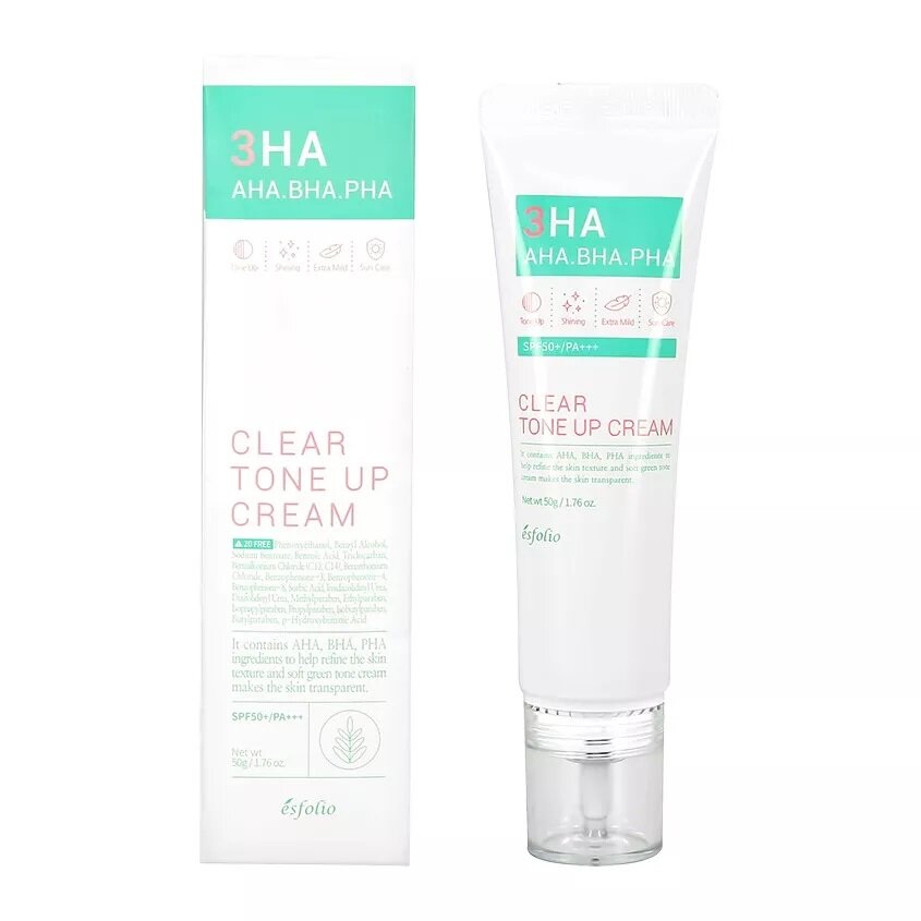 Крем для лица `ESFOLIO` 3HA TONE UP c AHA, BHA и PHA - кислотами, SPF 50+ (выравнивающий тон кожи), 50 г