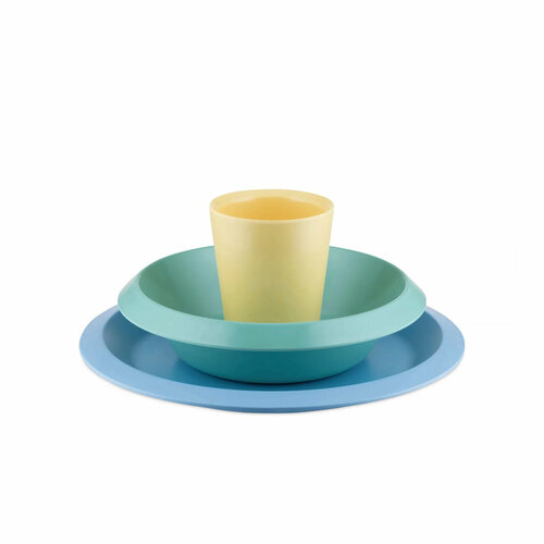 набор посуды для пикника alessi dressed mw75 set Набор детской посуды ALESSI GIRO KIDS, UNS05S2, голубой/зеленый/желтый