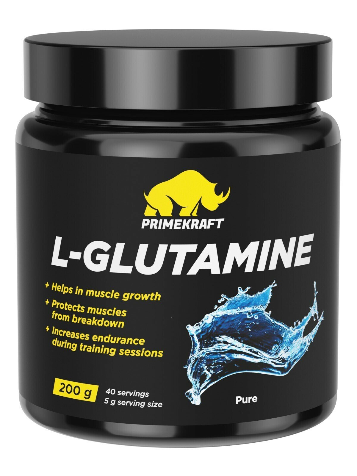 Аминокислоты PRIMEKRAFT Глютамин L-Glutamine Чистый, без вкуса 200 г / 40 порций