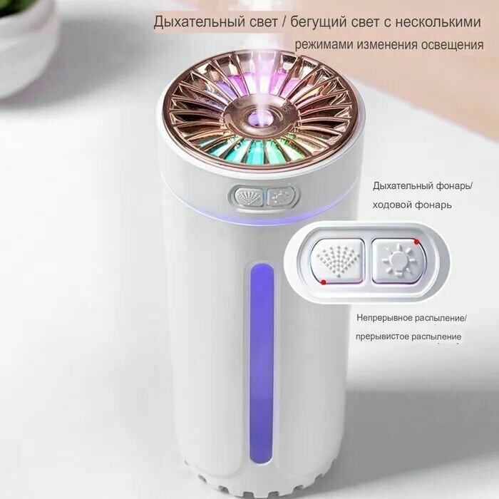 Увлажнитель воздуха для автомобиля / дома USB AROMA HUMIDIFIER черный два режима, с подсветкой - фотография № 2