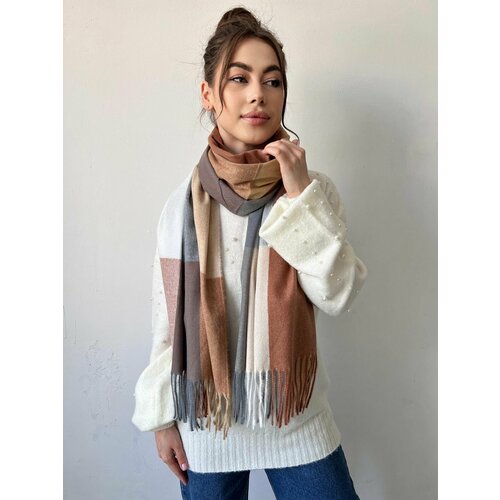 фото Шарф ,180х80 см, one size, белый, коричневый own accessories