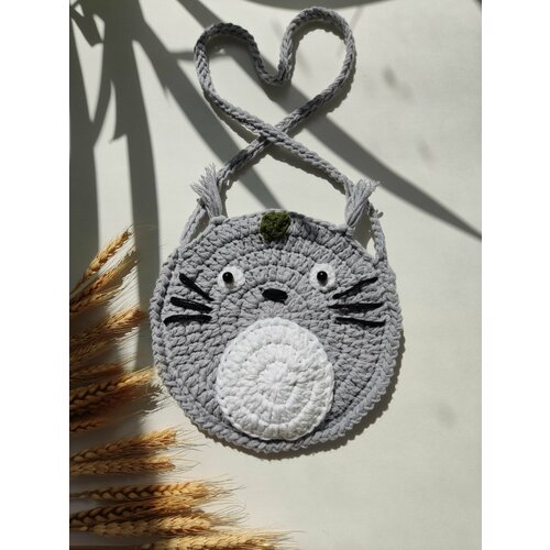 фото Сумка кросс-боди , фактура вязаная, серый, белый нет бренда