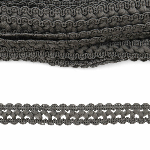 С818 Тесьма вязаная отделочная, 17 мм*10 м (темно-серый)