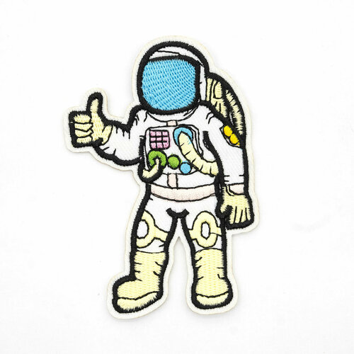 Термоаппликация 'Космонавт', бело-жёлтый 9*6см, Hobby&Pro термоаппликация голубые глаза 6см hobby