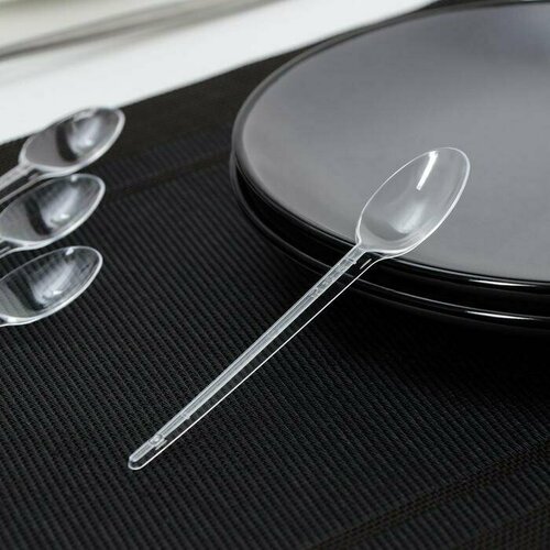 Ложка одноразовая чайная 125 см цвет прозрачный 100шт 406₽