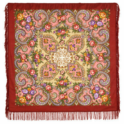 Платок Павловопосадская платочная мануфактура, 125х125 см, розовый, красный