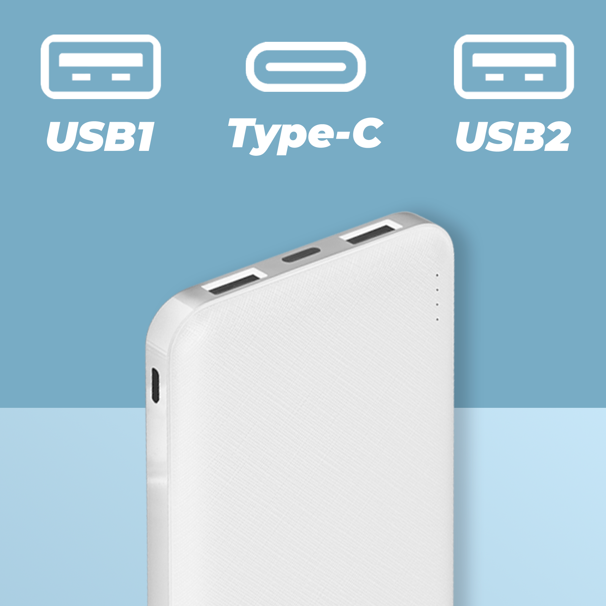 Внешний аккумулятор Walker WB-410 10000 mAh Li-Pol 21A вх/вых USBx2 microUSB Type-C пластик