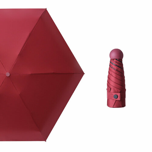 Мини-зонт ECS, механика, 3 сложения, купол 90 см, 6 спиц, система «антиветер», чехол в комплекте, бордовый
