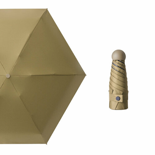 Мини-зонт ECS, механика, 3 сложения, купол 90 см, 6 спиц, система «антиветер», чехол в комплекте, горчичный