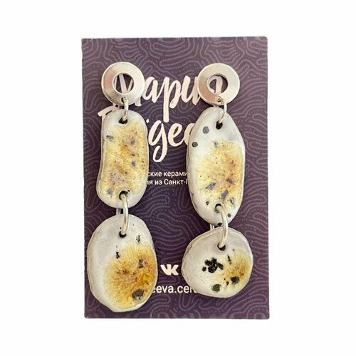 Серьги непарные Мария Гордеева, белый, серый