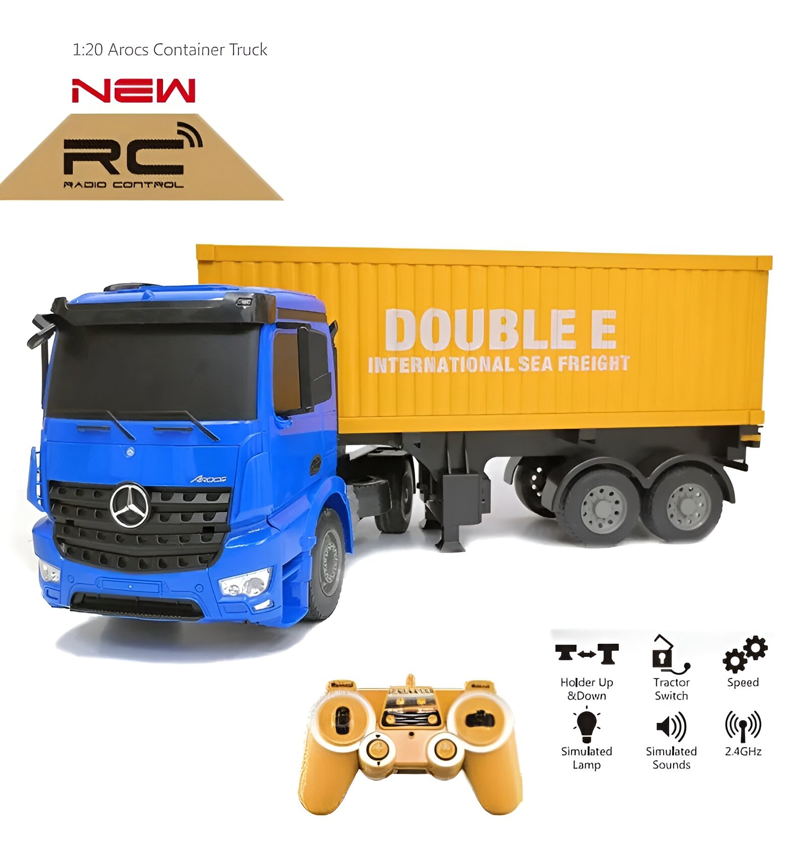 Фура Double Eagle Mercedes-Benz Arocs E564-003, 1:20, 61 см, синий/желтый/черный - фото №20