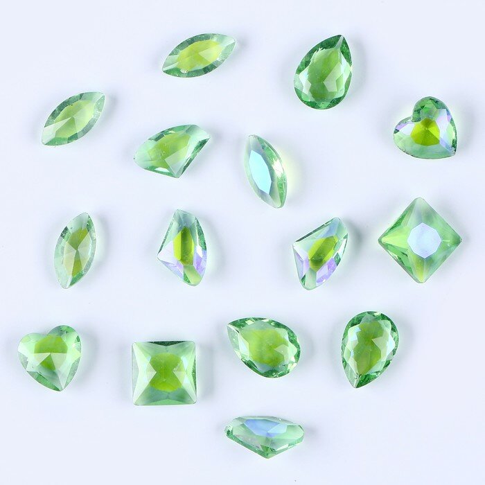Камешки декоративные для творчества, набор 5 шт, цвет светло-зелeный, камни — от 6 до 4 мм 1 шт