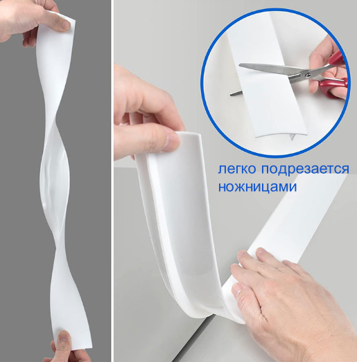 Изображение Силиконовая накладка на столешницу для закрытия щели 63,5 см, 1шт, белая