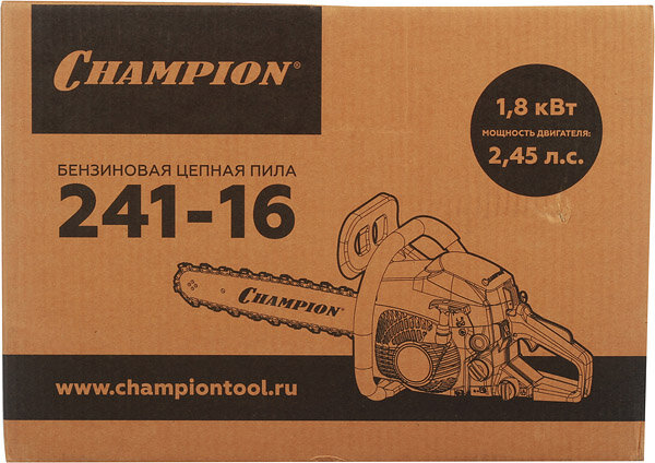 Бензопила Champion 241 2,45 л.с. 16 шаг 3/8 паз 1,3 мм 56 звеньев - фотография № 4