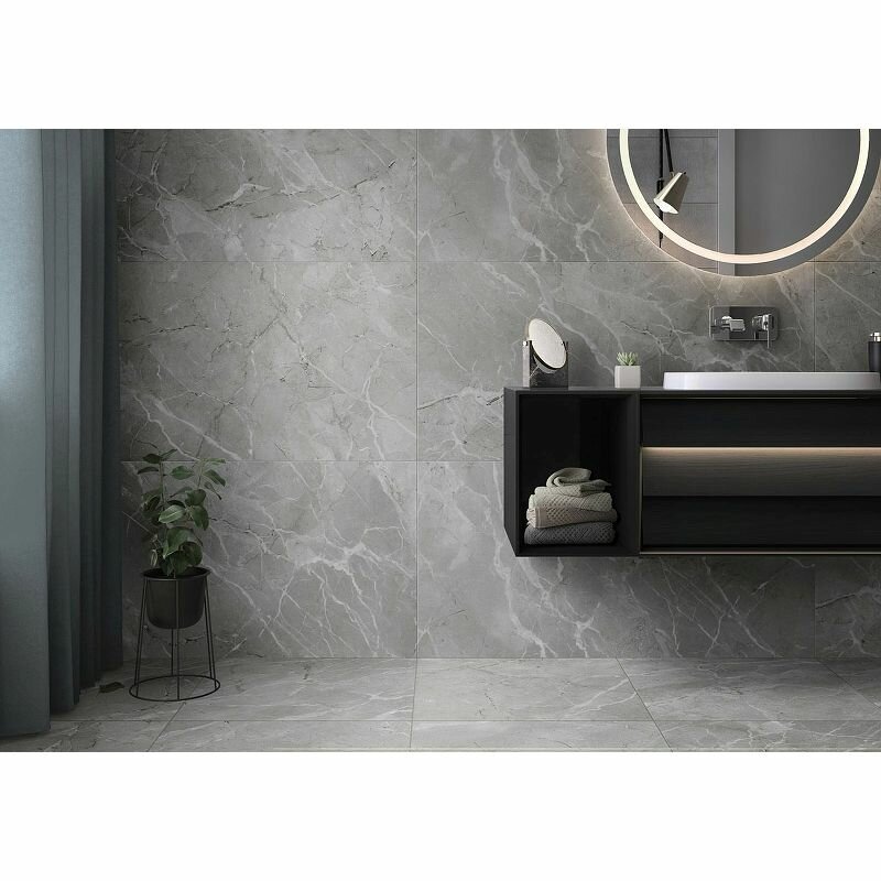 Керамогранит Vitra Silkmarble Бреча Серый Матовый R9 Ректификат 60x120 - фото №2