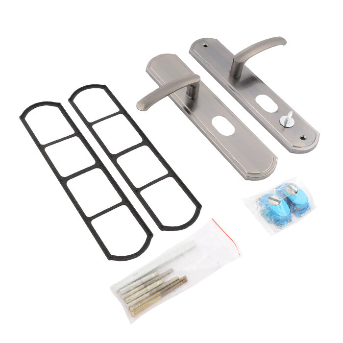 фото Ручка дверная `чибис` 51-С-SN/BN (матов ник/черн никель ) д/китай мет дв, левая , на планке, неавтомат, под м/ц, м/о68