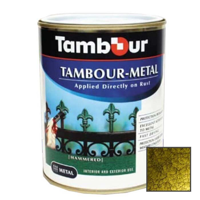 фото Эмаль-грунт по ржавчине Tambour Metal молотковая глянцевая золото (543-313) 0,75 кг