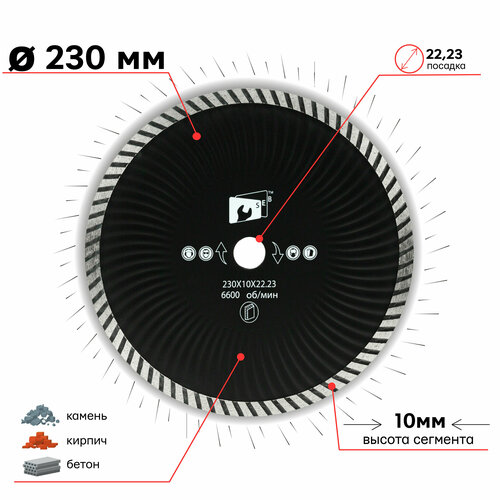 Диск алмазный турбо волна SEB 230 х 10 х 22.23 мм TGS S19459