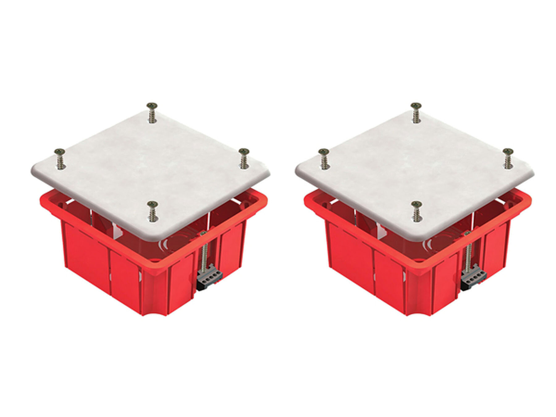 Коробка распределительная (GE41022-R) для скрытой установки в гипсокартон 92х92х45 мм 10 вводов красная IP20 с крышкой с саморезами (2 шт.)