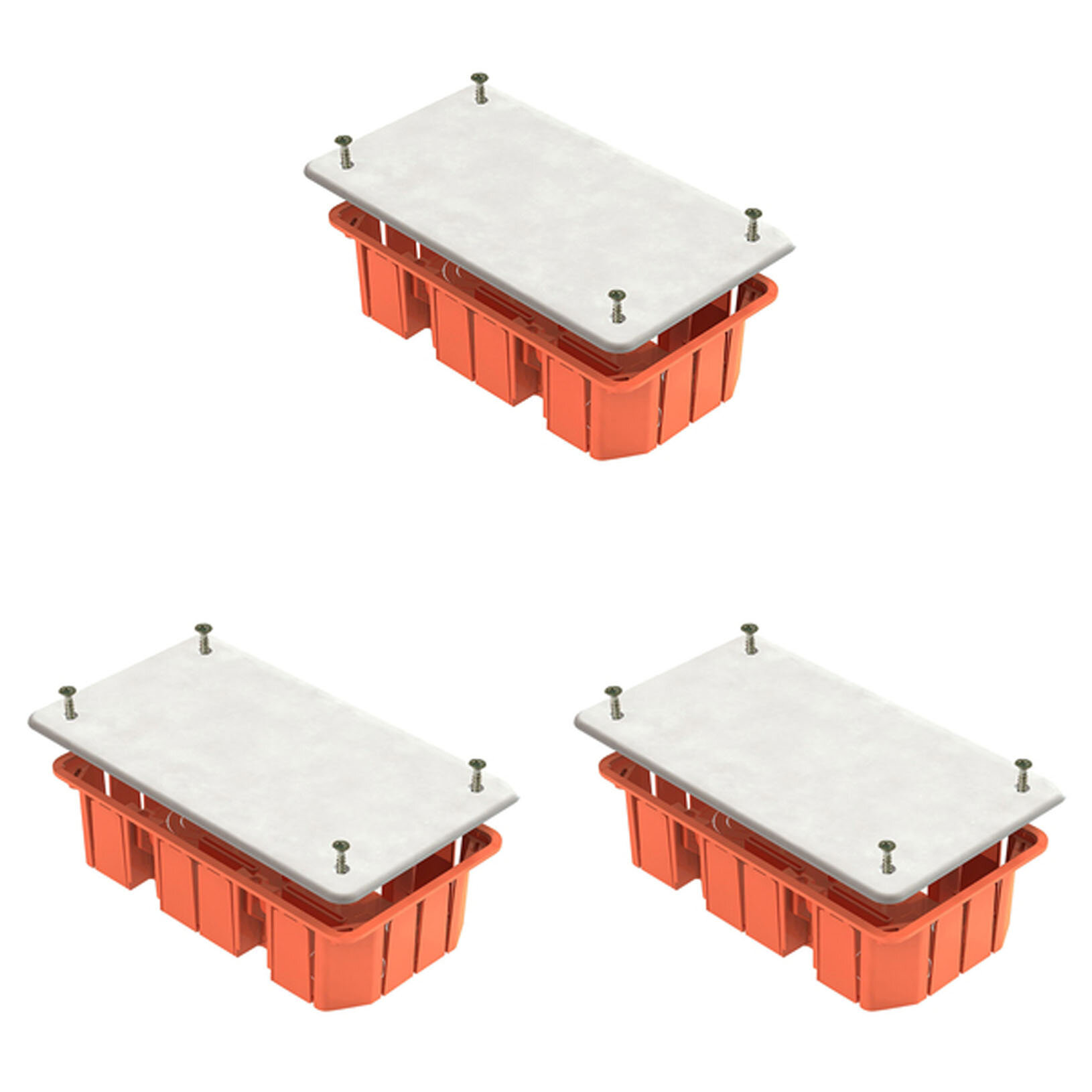 Коробка распределительная (GE41006) для скрытой установки в бетон 172х92х45 мм 16 вводов оранжевая IP20 с крышкой с саморезами (3 шт.)