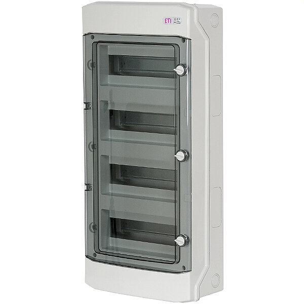 фото Бокс ECH 48PT навесной 48(4х12) модулей прозрачная дверь с шиной N Pe IP65 ETI 1101304