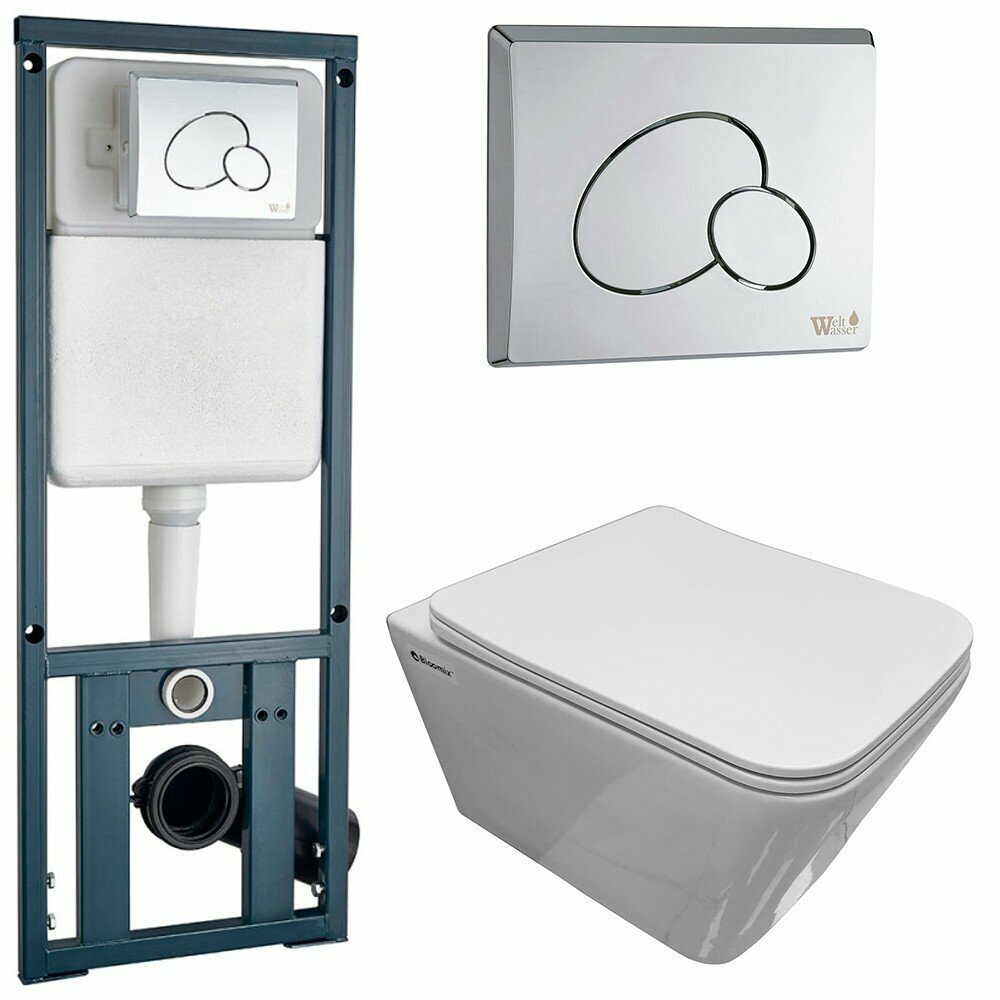 фото Инсталляция WeltWasser Marberg 410 RD + унитаз Bloomix Regnum 1202 безободковый с сиденьем