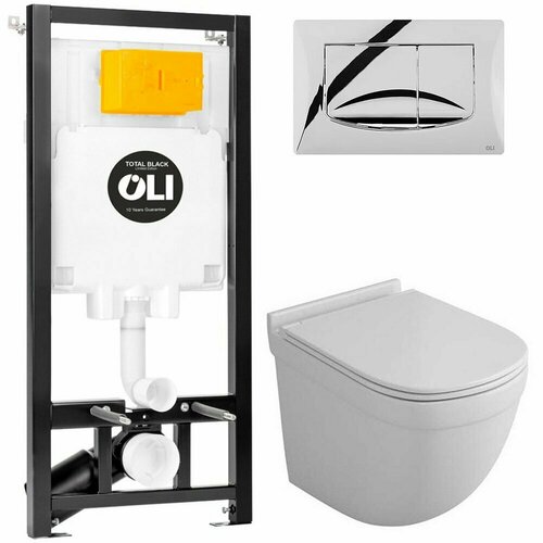 Инсталляция OLI 80 Eco 886914RDOO + унитаз OWL Eld Cirkel-H OWLT190101 безободковый с сиденьем кнопка смыва oli river dual 638501 механическая двухрежимная белый