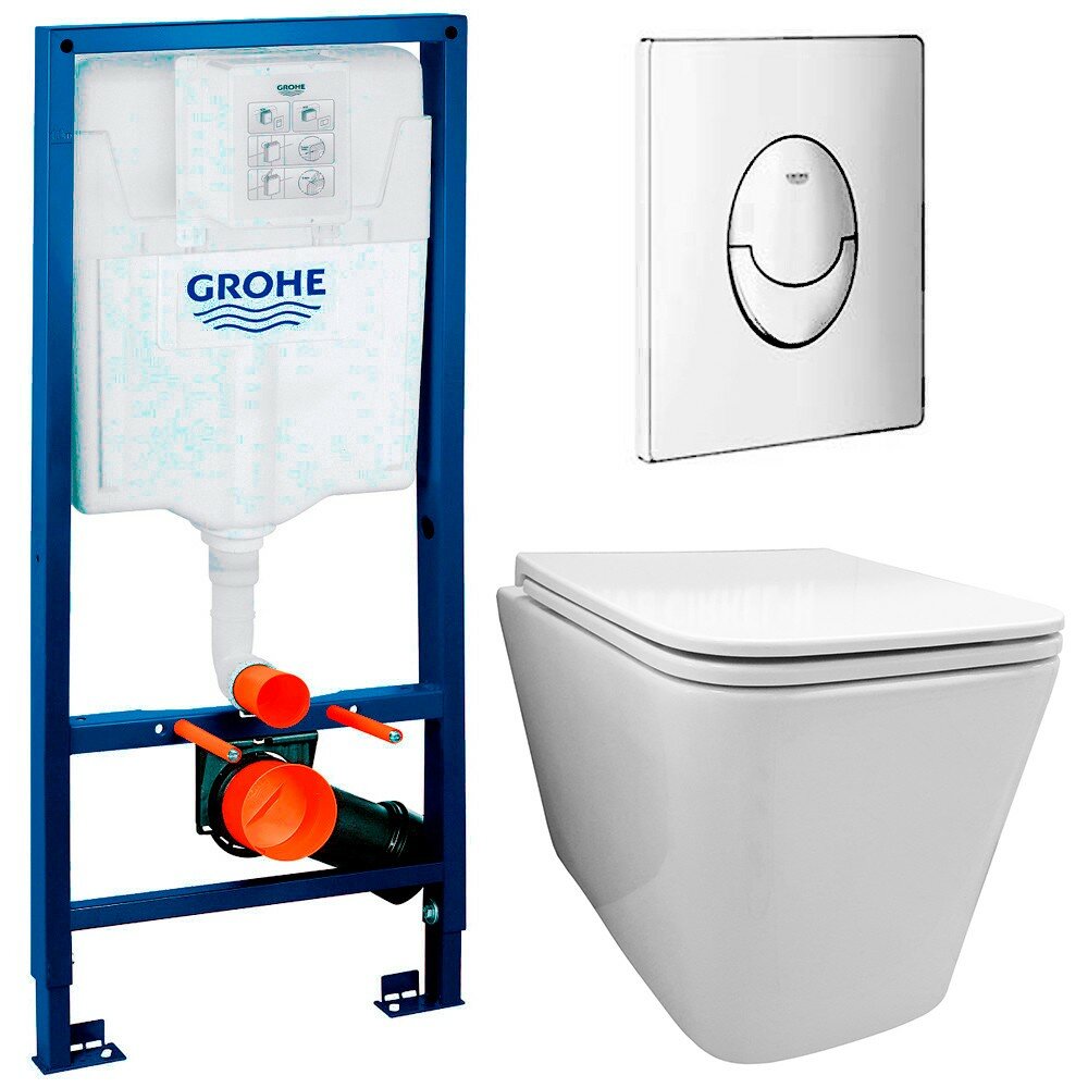 Инсталляция Grohe Rapid SL 38721001 + унитаз Fubini FB002 безободковый с сиденьем