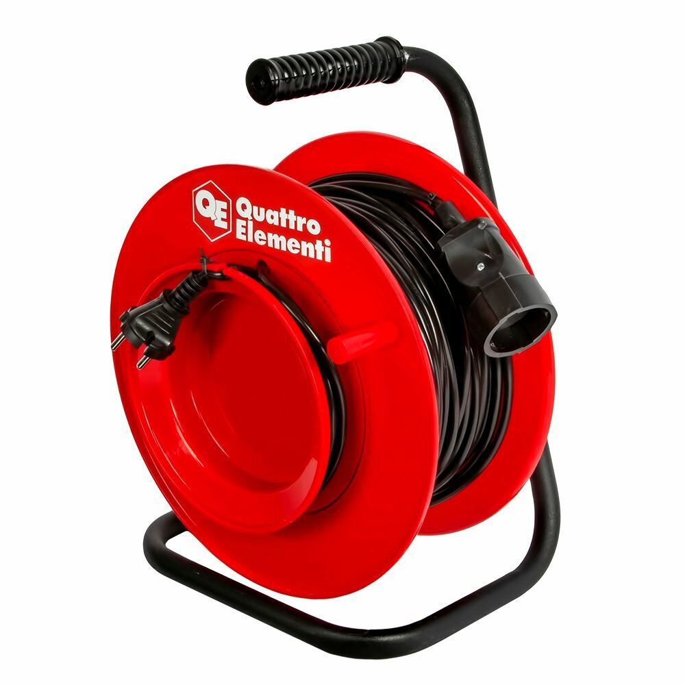 фото Удлинитель силовой УХ10-001 50 метров, провод ПВС 2х1,0 мм2, 1 литая розетка, пластик. кат. (У-К-50)